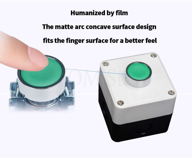 Metal button switch control box start stop industrial identification symbol self reset circular emergency stop