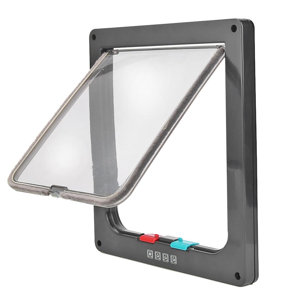 Lockable Pets Plastic Gate Doors 4 Way Dog Cat Security Flap Kitten Puppy Interactive Door for Household Cat Dog Decor