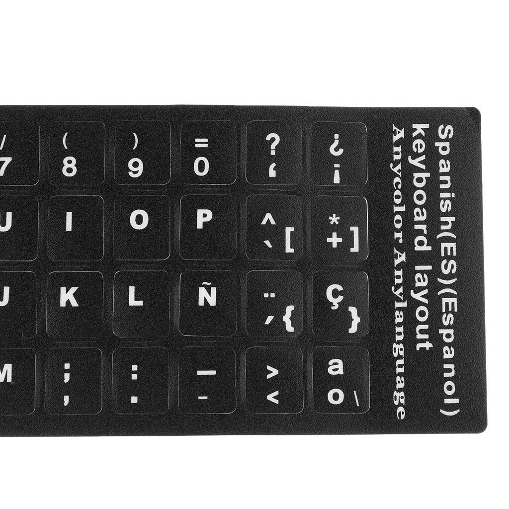 Universal Spanish Keyboard Stickers, PC Keyboard Stickers Black Background for PC Laptop Notebook Desktop