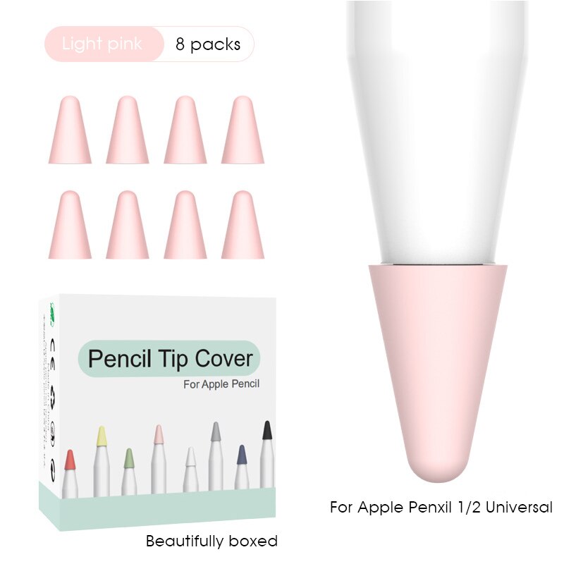 Nakładka Ochronna na Końcówkę Apple Pencil 1/2 - 8 szt. - Miękki Silikon - Pokrowiec na Pióro Dotykowe: 01