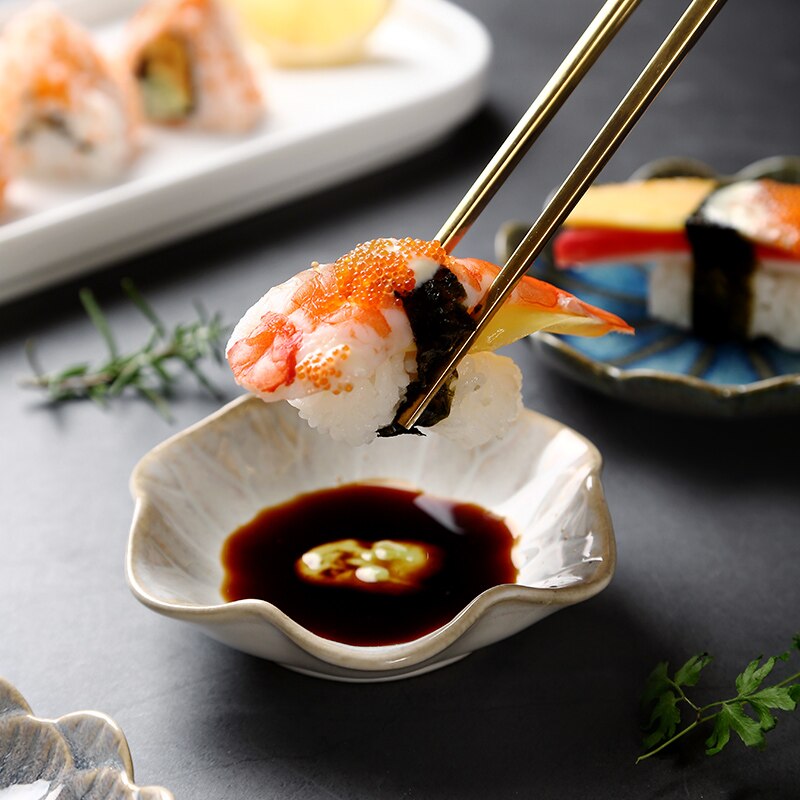 Keraaminen säilytysalusta kasvinmuotoinen tarjoilualusta jälkiruokalautanen sushi-lautanen esittelyalustat kotiravintolan sisustukseen