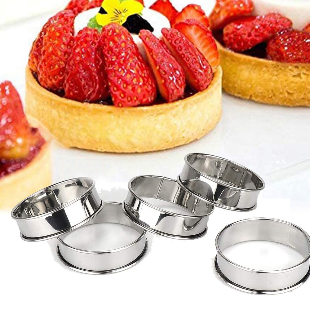 4 Stks/set Rvs Dubbele Rolled Ringen Engels Muffin Ringen Engels Taart Ring Taart Cirkel Tarlet Ring