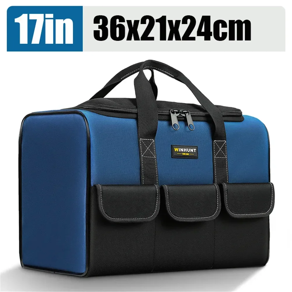 Square Tool Bag with 30% More Capacity Waterproof Multi Pockets Tool Organizer Tool Pouch for Electrician Tools: BROWN