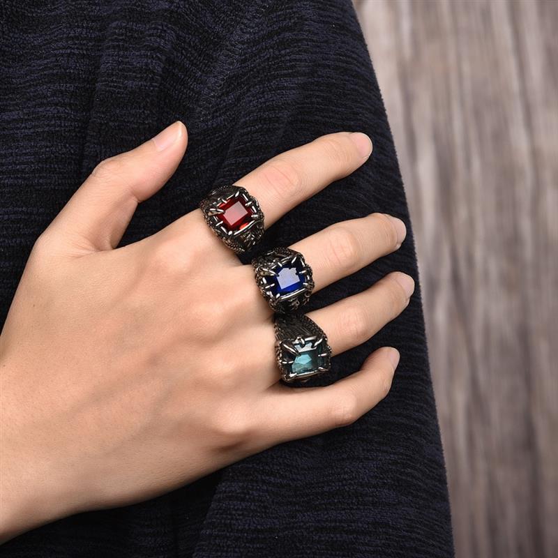 Vintage Rvs Ring Mannen Punk Dragon Claw Crystal Zirconia Finger Ring Trendy Mannelijke Sieraden Party