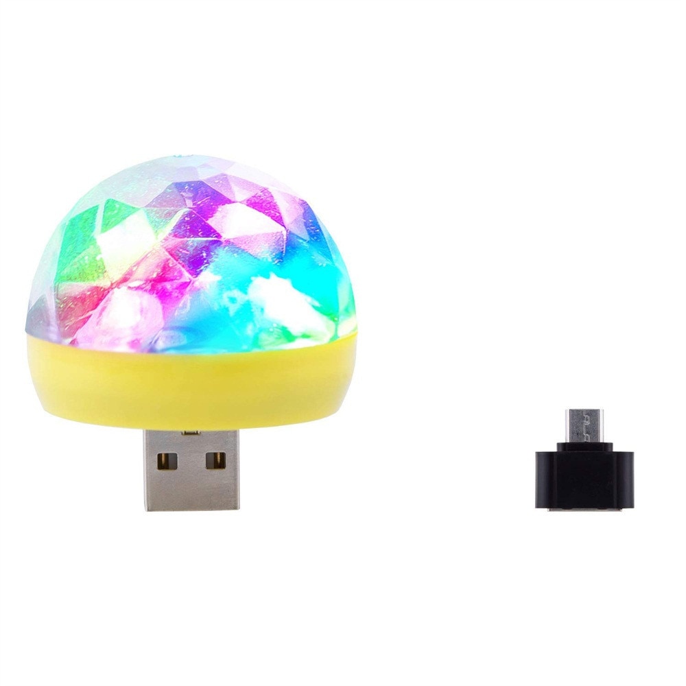 Lumière USB Gadget USB Mini LED rvb Disco scène lumière fête Club DJ KTV noël magique téléphone boule lampe Gadgets Inteligentes éclairage: Yellow 