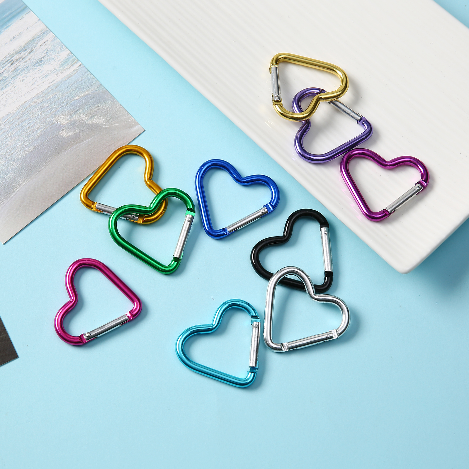 1/2/5/1/20 PCS Sleutelhanger hartvormige Sleutelhanger Clip Outdoor DIY Tas Hanger accessoires Sieraden Maken Benodigdheden