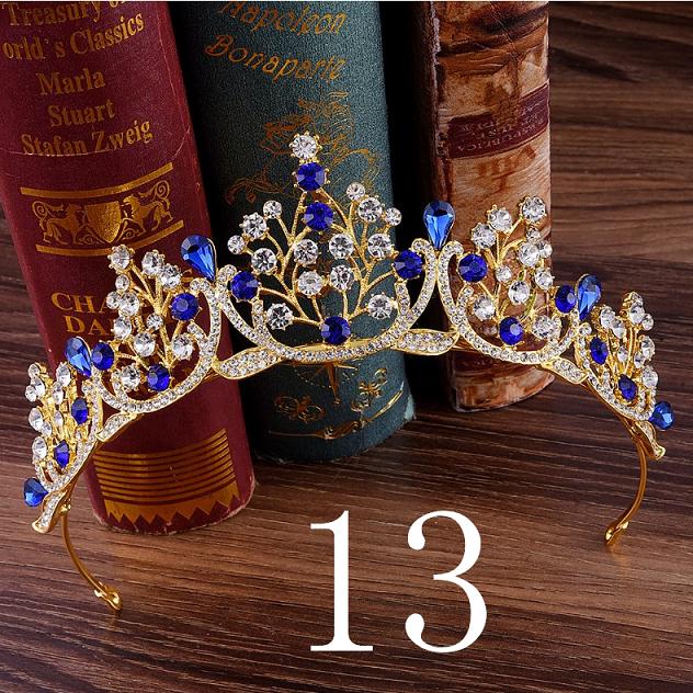 Blau verrotten Grün Hochzeit Haar Zubehör Kristall Tiara Für Bräute Krone Kopf Stück Braut Haar Zubehör Kronen Königin Diadem: 13