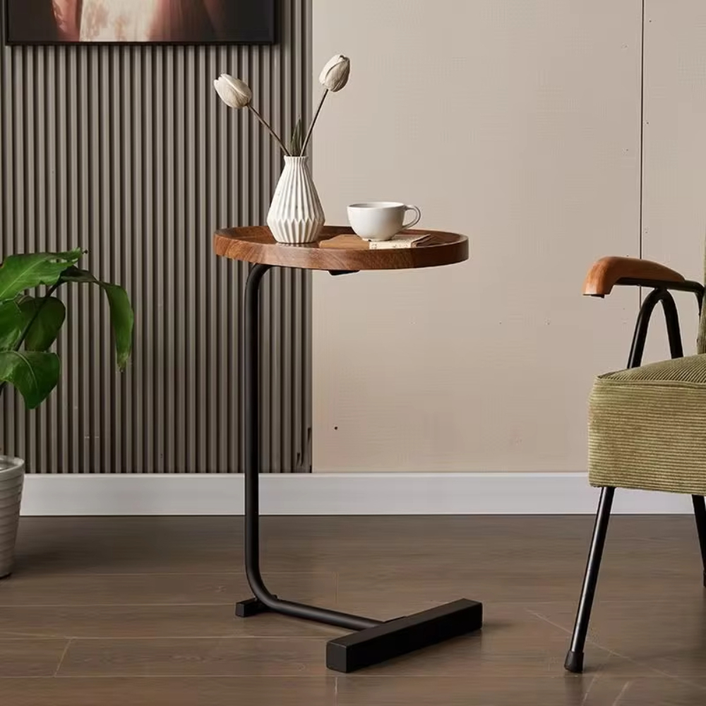 Soffbord massivt trä soffa sängbord läshållare ovala ornament bordsmöbler moderna & enkla hem balkonghörnbord