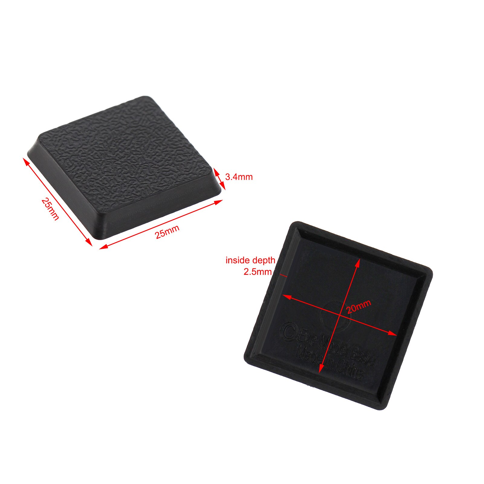 40pcs/60pcs/100pcs 25mm Square Model Bases for Wargames Table Games Plastic Black MB1025