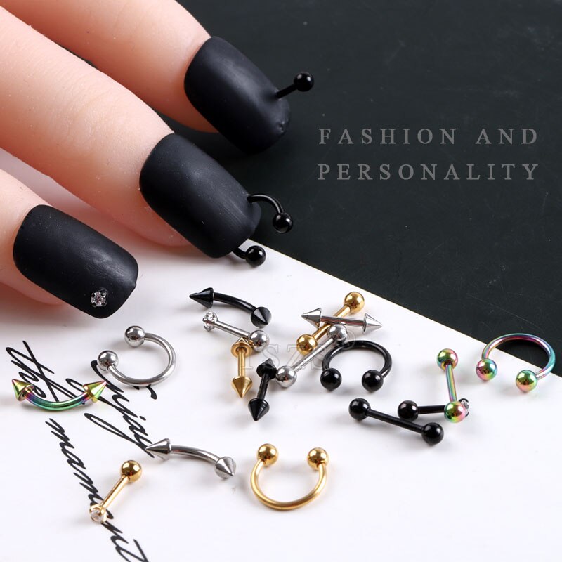 nagelpiercing 10 Stks/partij Punk Stijl Nail Onderdelen Piercing Legering Studs Metalen Curve Pijl Klinknagel Decoratie Nagels Kunst Accessoires Nail Charms