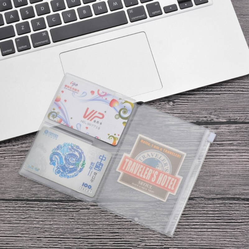 Travel Notebook PVC Zipper Bag Card Passport Organizer Waterproof Storage Holder