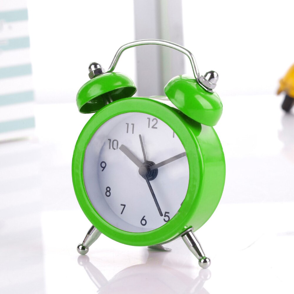 Mini Alarm Clock Electronic Round Number Double Bell Desk Table Digital Quartz Clock Home Decoration Retro Portable Cute Durable: Green