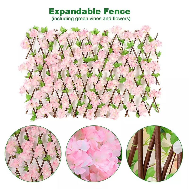 Clôture rétractable artificielle pour plantes de jardin, Simulation de fleurs, feuilles, décoration de jardin, écran de protection en treillis