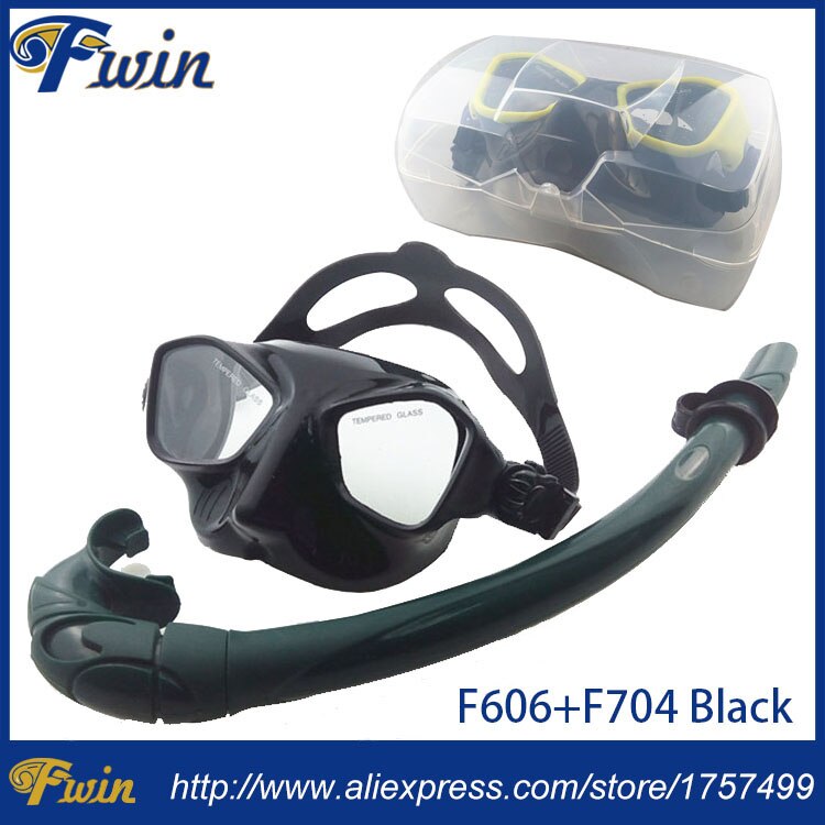Top duiken gears en snorkel apparatuur Zwart siliconen duikbril Lage profiel onderwatervissers masker flexable snorkel