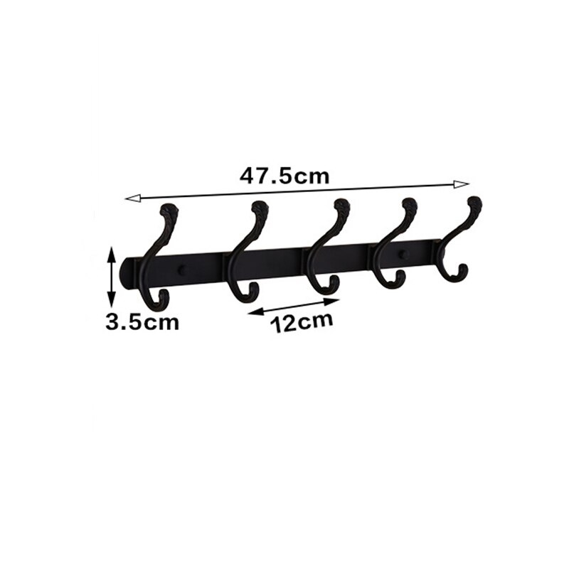 3/4/5 Hooks Coat Rack Wall Mounted Heavy Duty Hanger Metal Coat Hook Rail for Coat Clothes Hat Towel Jacket