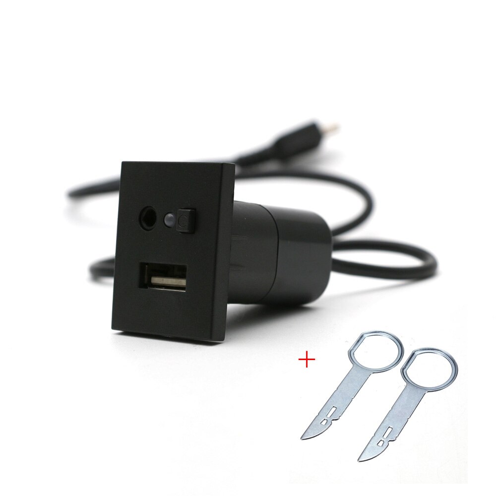 Atocoto Auto Usb Slot Interfaces Mini Kabel Adapter Aansluiting Voor Ford Focus MK2 Cd Dvd Aux Controle Button Switch Panel cover: Black with Tool