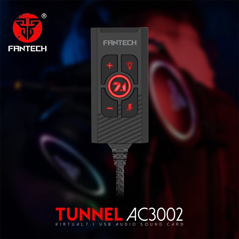 Fantech  ac3002 7.1 o lydkortvolum og mikrofon risikokontrollkontroller 7.1 tilleggsfunksjoner til ørepropper til spillhodesett: misligholde tittel