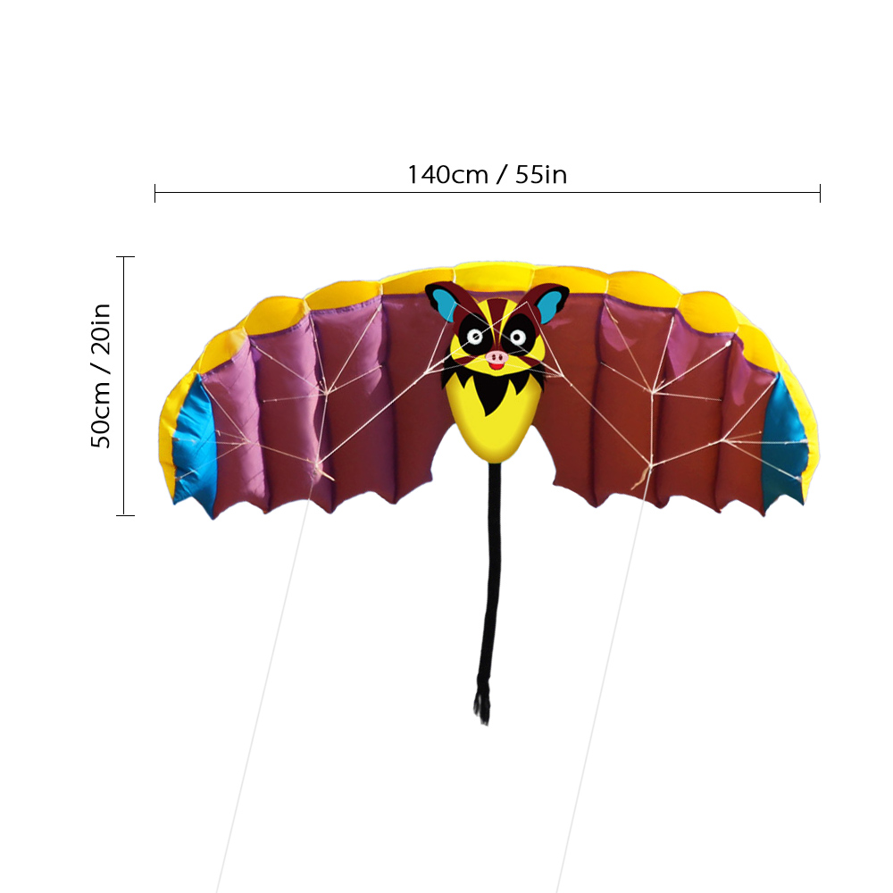 140*50Cm Frameloze Zachte Dual Line Stunt Parafoil Kite Parachute Sport Strand Vliegende Cartoon Bat Kite