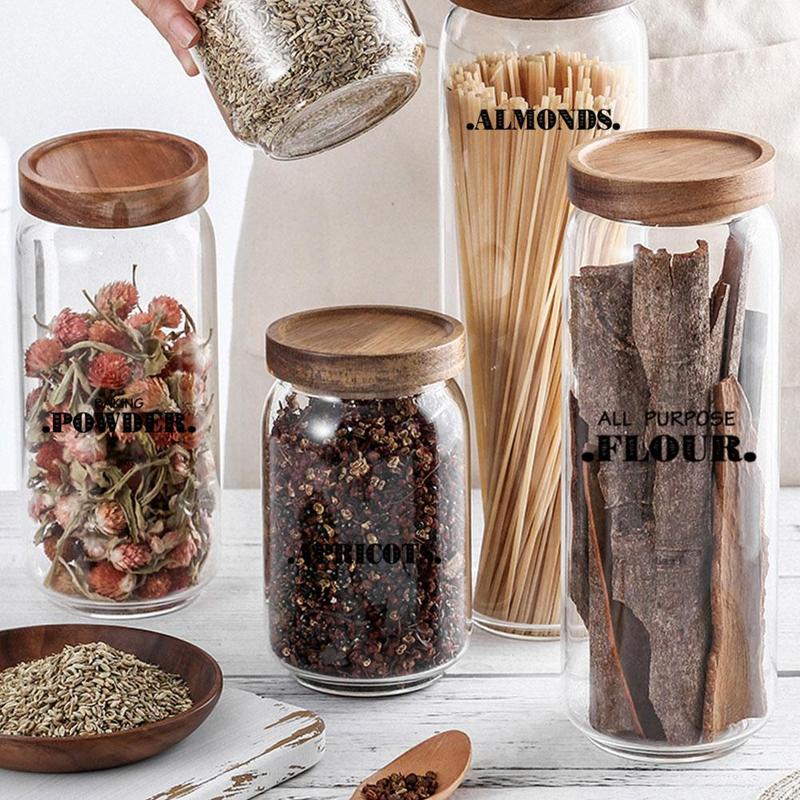 Etiquetas para tarros de cocina, contenedor de botellas, varias formas, Pegatinas transparentes para alimentos, caja de almacenamiento, de artículo, 132 hojas, 6/8 Uds.
