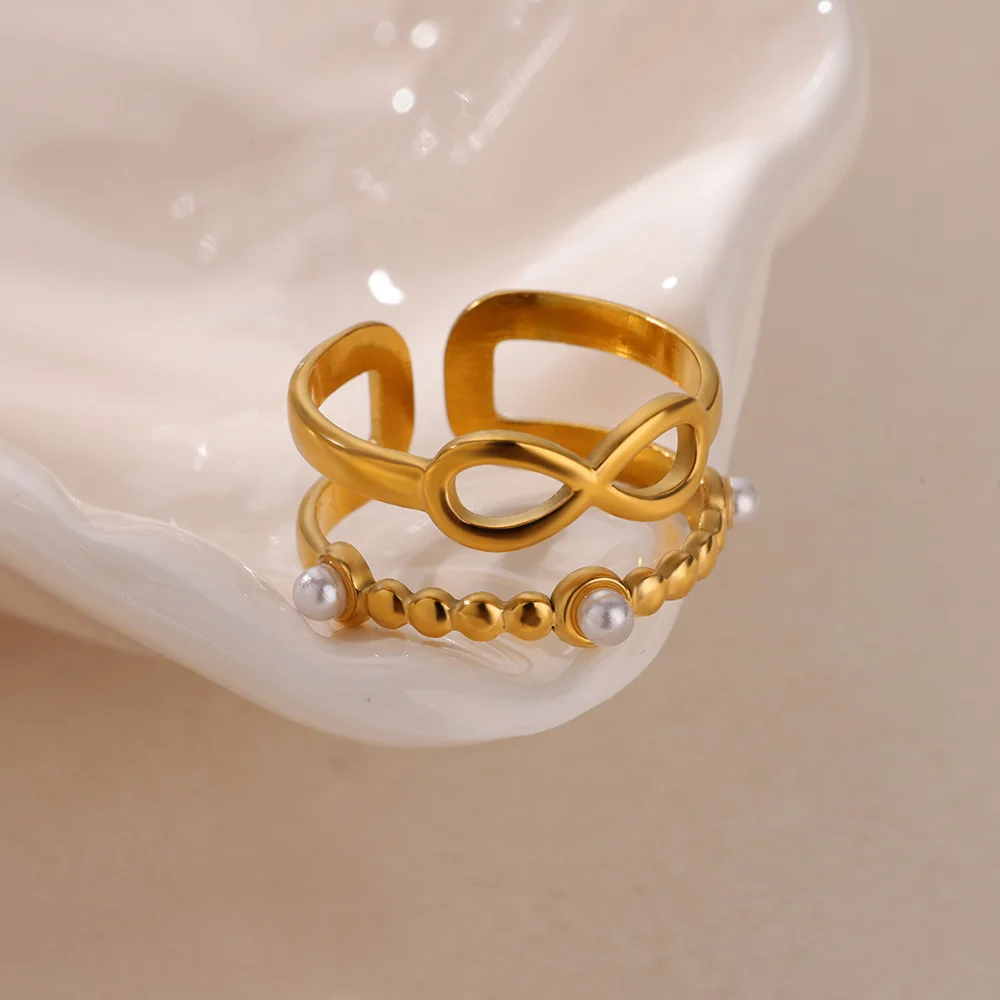 Delicado anillo de circón con concha de estrella de mar, tortuga, mal de ojo, anillo de acero inoxidable para mujer, abalorio dorado antidecoloración, accesorios de joyería,: Gris