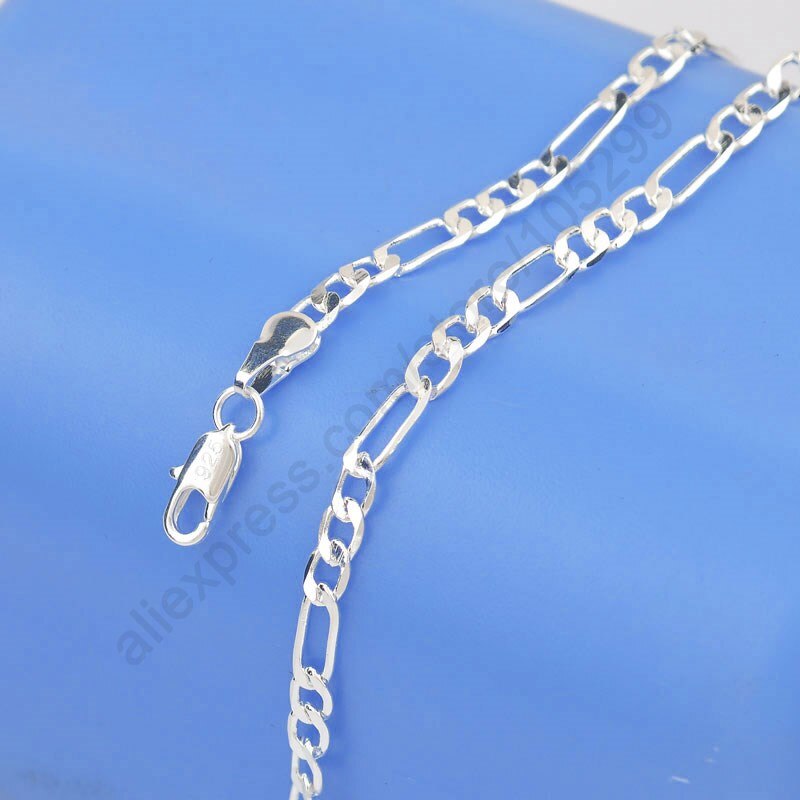 One Piece Retail 16-24Inch 925 Sterling Silver Nice Figaro Necklace Chain Jewelry Fit For Man Woman 4mm