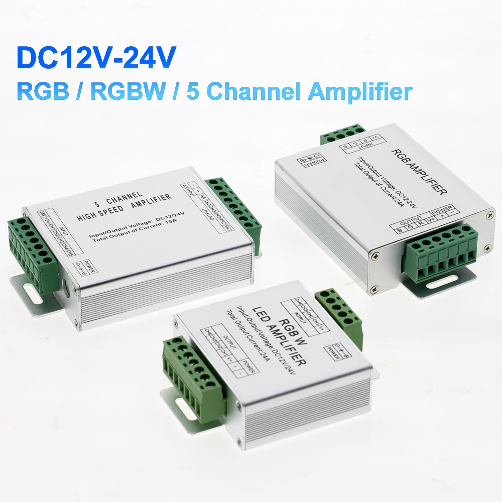 LED RGBW / RGB Amplifier DC5 - 24V 24A 30A Output for RGBCCT / RGBW / RGB LED Strip Power Repeater Console Controller