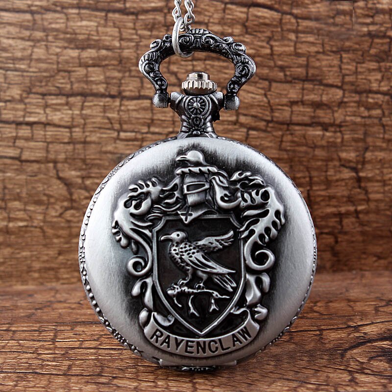 Varg gravera kvarts fickur kedja retro varg skola halsband klocka tiger 3d orm klocka steampunk kvinnor män: Rayenclaw