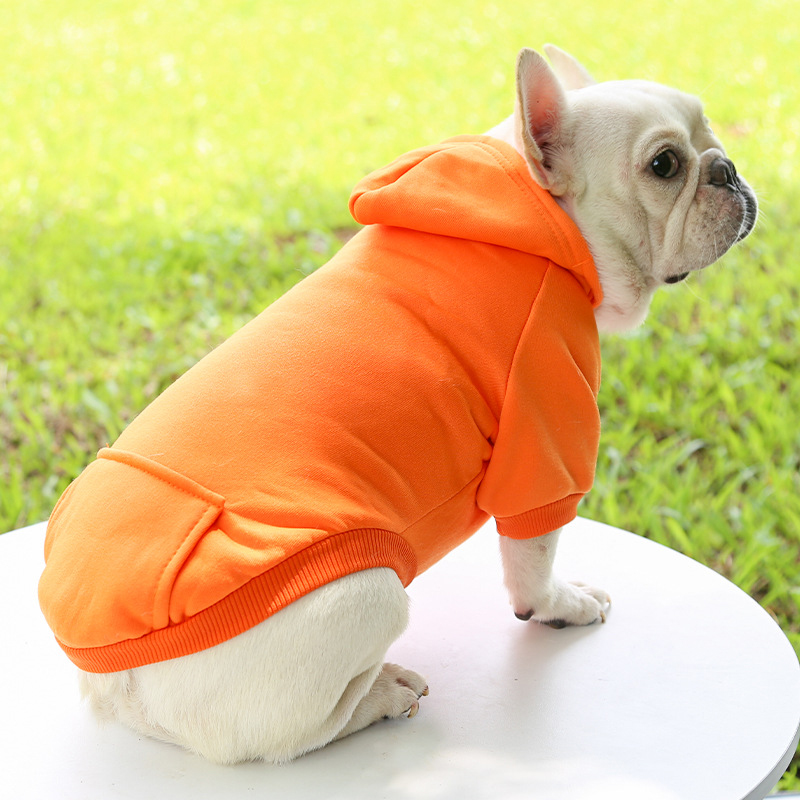 Dog Clothing Autumn And Winter Small Pet Clothes Thickening Warm Solid Color Two-Feet Hooded Wweater Casual Pet Products