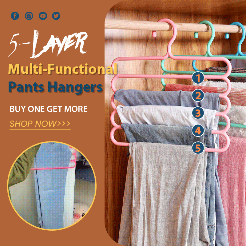 Multi-Functional 5-Layer Pants Hangers Holders Trousers Hanger Storage Rack Wardrobe Closet Organizer Clothing Hangers Space Sav