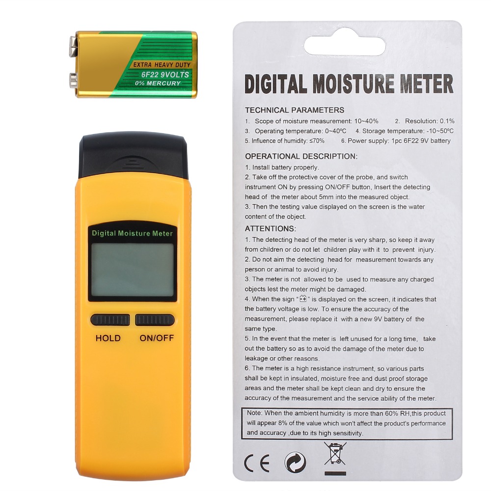TANiCE – humidimètre numérique LCD 4 broches 0-40% de précision, outil de test numérique d&#39;humidité, mesure de l&#39;humidité de bateau en bois et de brique