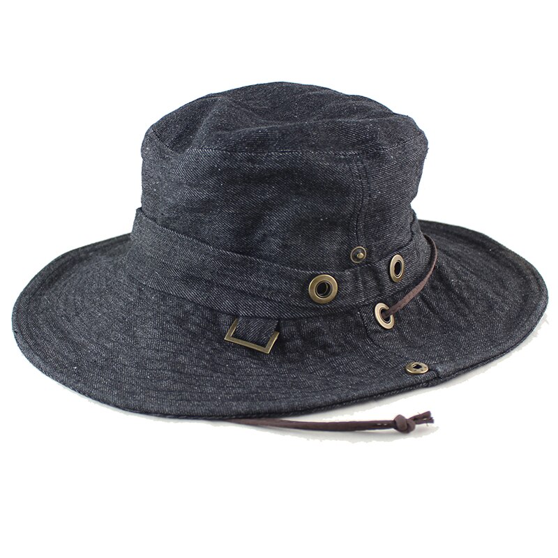Katoen Zonnehoed Voor Vrouwen Mannen Emmer Denim Lente Zomer Vissen Hoed Strand Lange Grote Brede Rand Outdoor Uv Bescherming opvouwbare