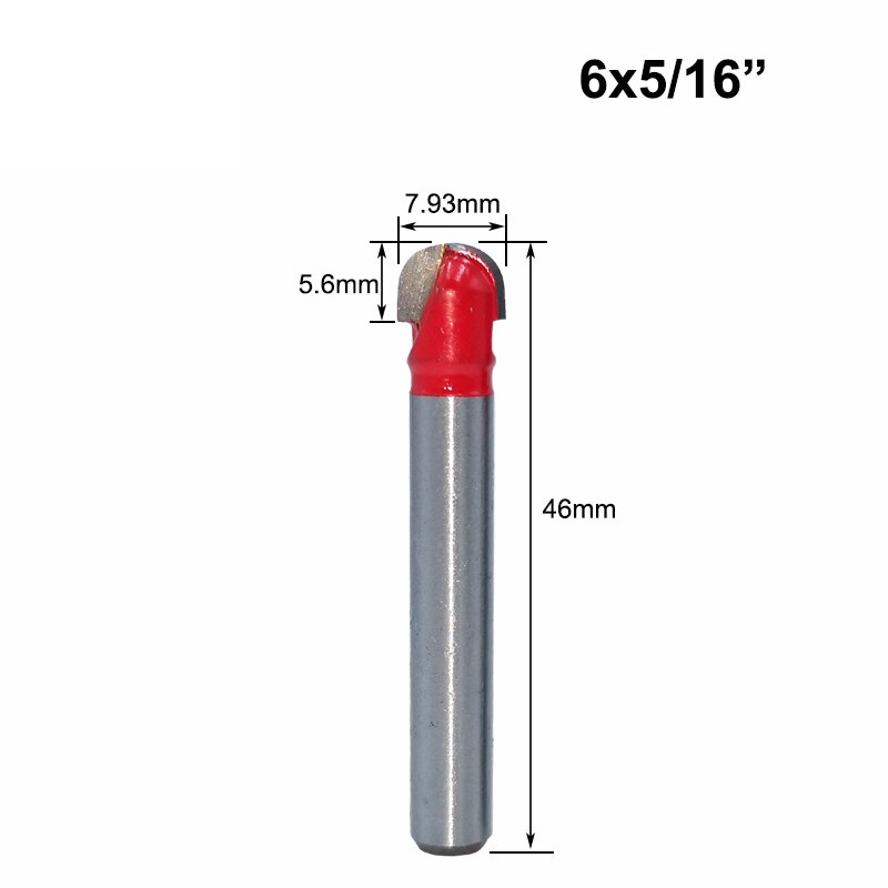 1pc 6mm skaft fræsning træskæring træ kugle næse fræser bit rund fræsning træ cnc radius kerne kasse solid hårdmetal