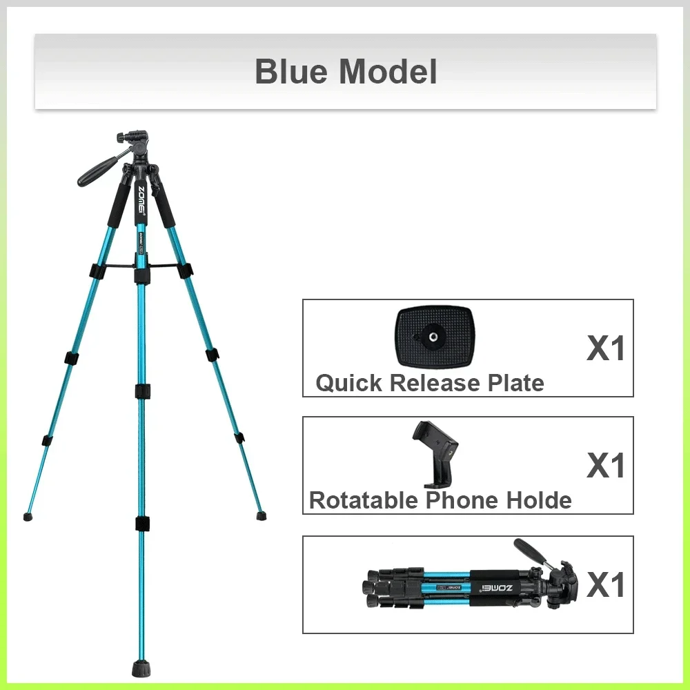 ZOMEI Q111 Portable Travel Tripod Aluminum Alloy Camera Tripod with Pan Head Holder for DSLR Digital Camera Tripod: WHITE