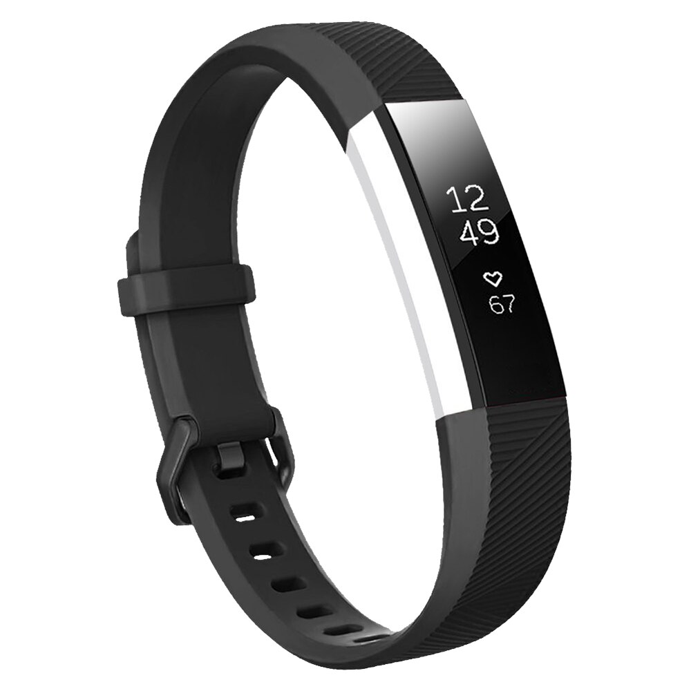 Baaletc For Fitbit Alta HR/Alta Silicone Watchband Replacement Wrist Band Silicon Strap Clasp Smart Wristband Watch For Fitbit: Black / L