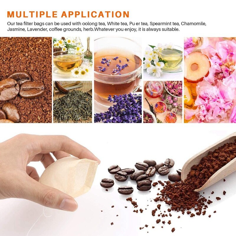 Tea Bags, 300Pcs Disposable Empty Tea Bags Tea Infuser Drawstring Teabags Safe Natural Material Tea Bags for Loose Leaf Herbs Te