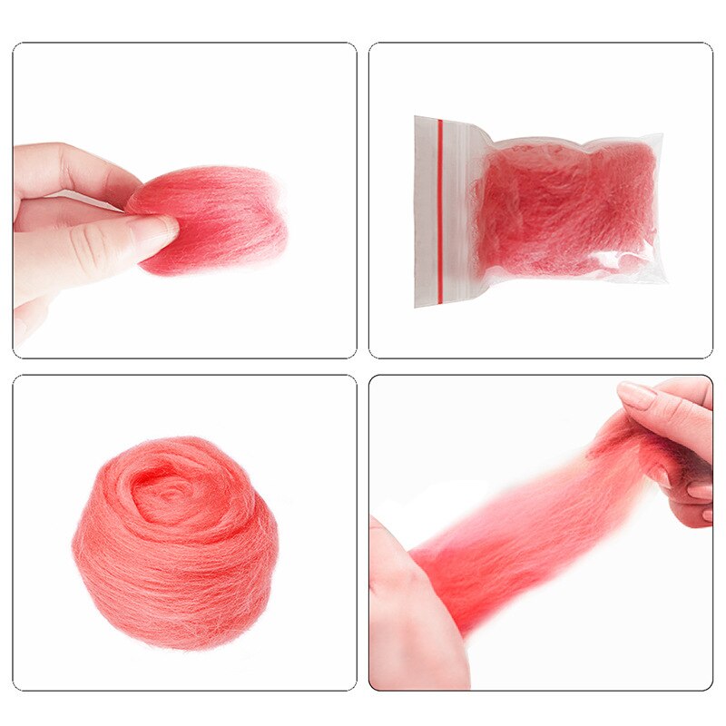 100g Felting Wool Material Fibre Wool Soft Roving Wool Fibre Needle Felting Doll Needlework Christmas Felt Animals Diy Crafts
