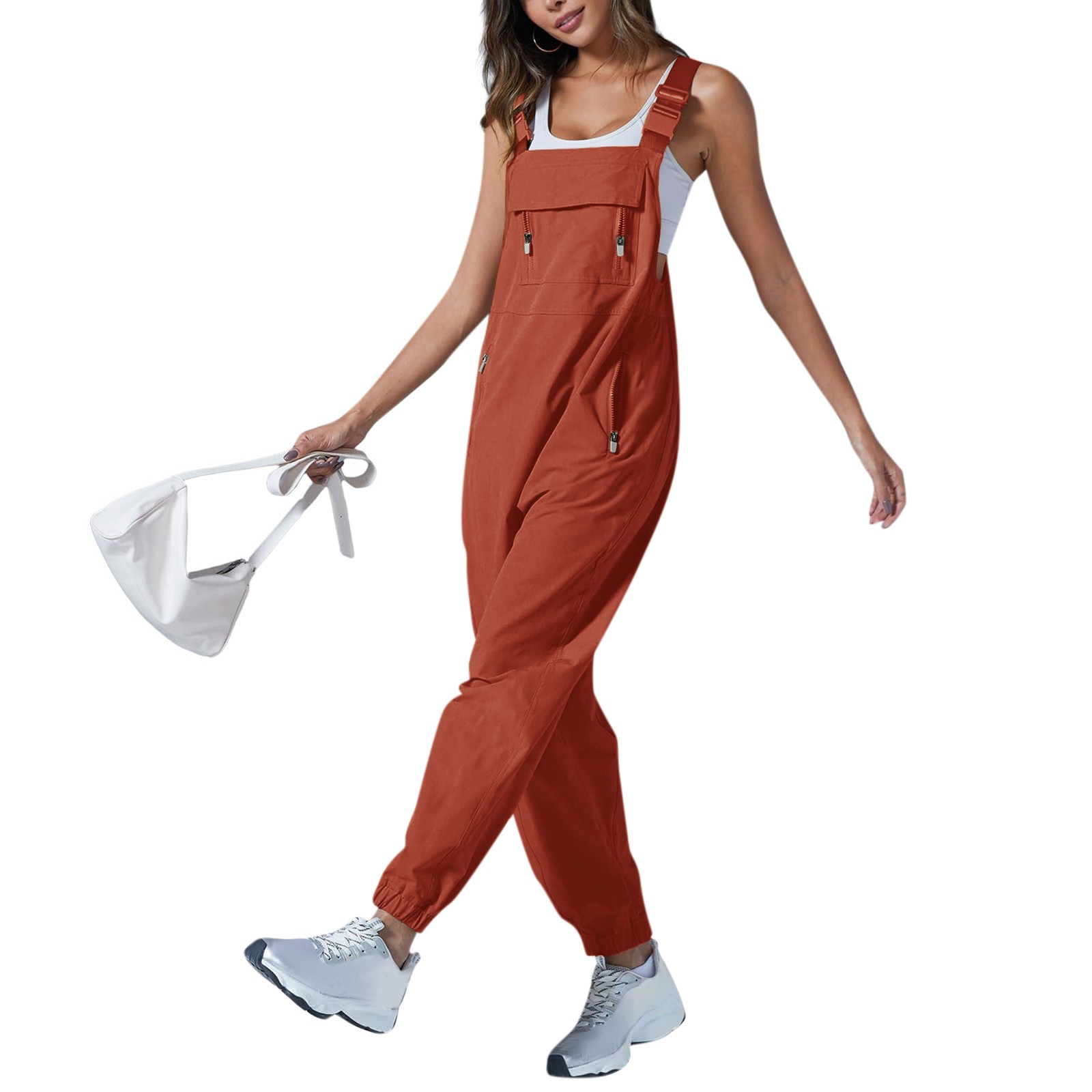 Kombinezony damskie Letnia moda Casual Luźne kombinezony z szerokimi nogawkami Jednokolorowe kieszenie z wkładkami Retro Kombinezony z paskiem na guziki