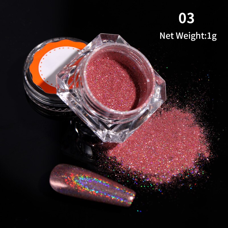Poudre holographique pour ongles, paillettes argentées colorées, Pigments pour Nail Art, outils de décoration, DIY: 22