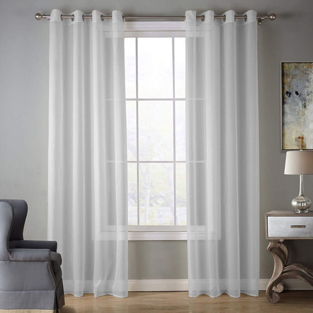 Window Voile Curtain Sheer Soft Curtains Window Sheer for Home Bedroom (White)