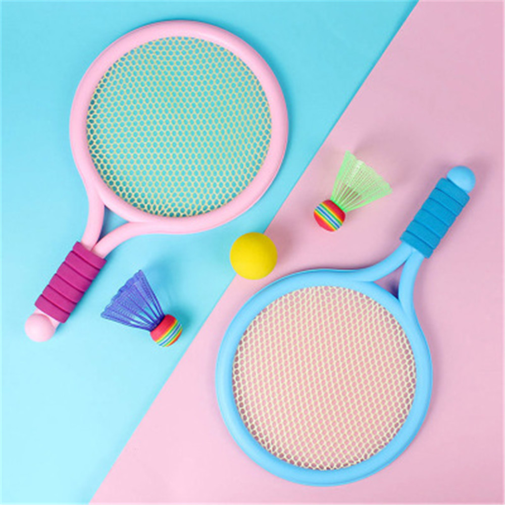 1Set di plastica per bambini tennis badminton giocattoli sport al coperto all&#39;aperto giocattoli per il tempo libero racchette da tennis giocattoli genitore-figlio regali per bambini