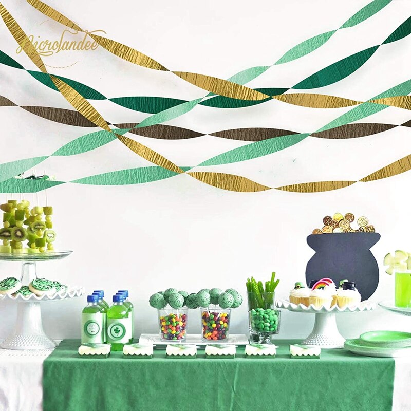 8 rotoli di stelle filanti di carta crespa verde stelle filanti di nappe per decorazioni verdi per la festa di compleanno della doccia nuziale in stile rustico