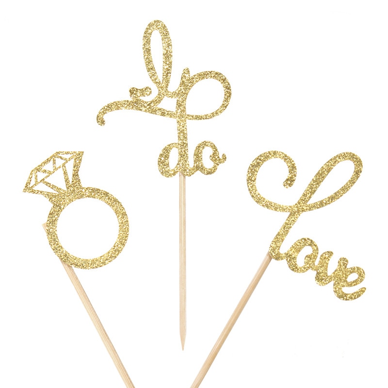 12Pcs Wedding Decoration Diamond Cupcake Toppers Love Cake Topper Bridal Shower Birthday Party Decorations Hen Party Favor