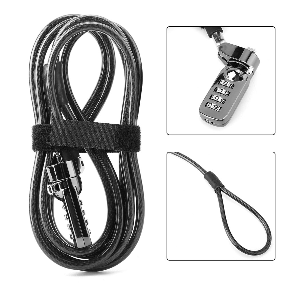 2m/6.6ft 4 Digit Combination Computer Laptop Steel Wire Coded Lock Security Anti-Theft Lock Device