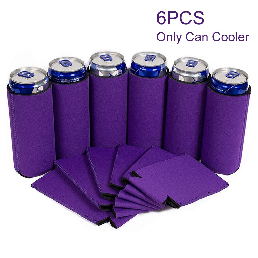 6 stk bulk diy blank bærbar wrap drink cooler hjemme polterabend til bryllup termisk neopren dåse ærmer sammenklappelige: Lilla
