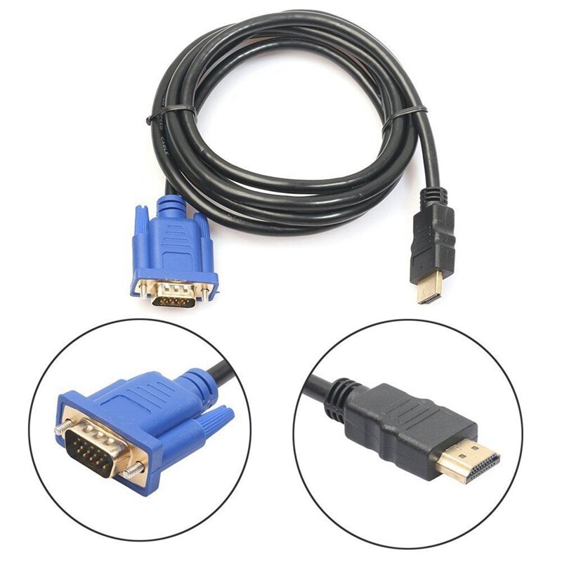 HDTV HDMI Gold Male To VGA HD-15 Male 15Pin Adapter Cable 6FT 1.8M 1080P
