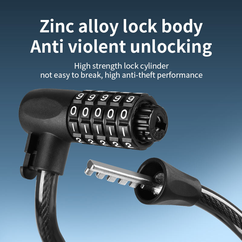 5-cijferige Resetbare Combinatie Fietsslot Anti-Diefstal Scooter Beveiliging Staaldraad Kabel Fietsslot