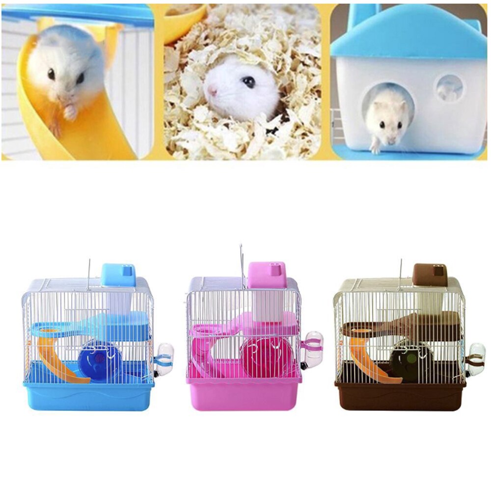 Etagers hamster bur rotte bur mus hjem huse bærbare luksuriøse 2 etager 3 farver opbevaring udendørs ilder bærer