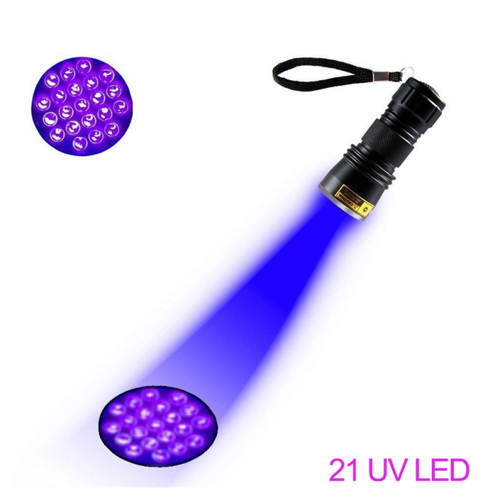 Torcia UV Luce Nera 120000 Lumen, LED Ultra Viola, Impermeabile, Con Cinturino, Nera
