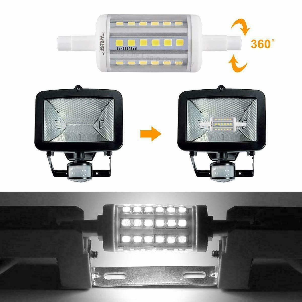 R7S bombilla LED para lámpara 5W 10W 2835 luz Led blanco cálido/blanco frío foco 360 grados AC85-265V Luz de enchufe Horizontal