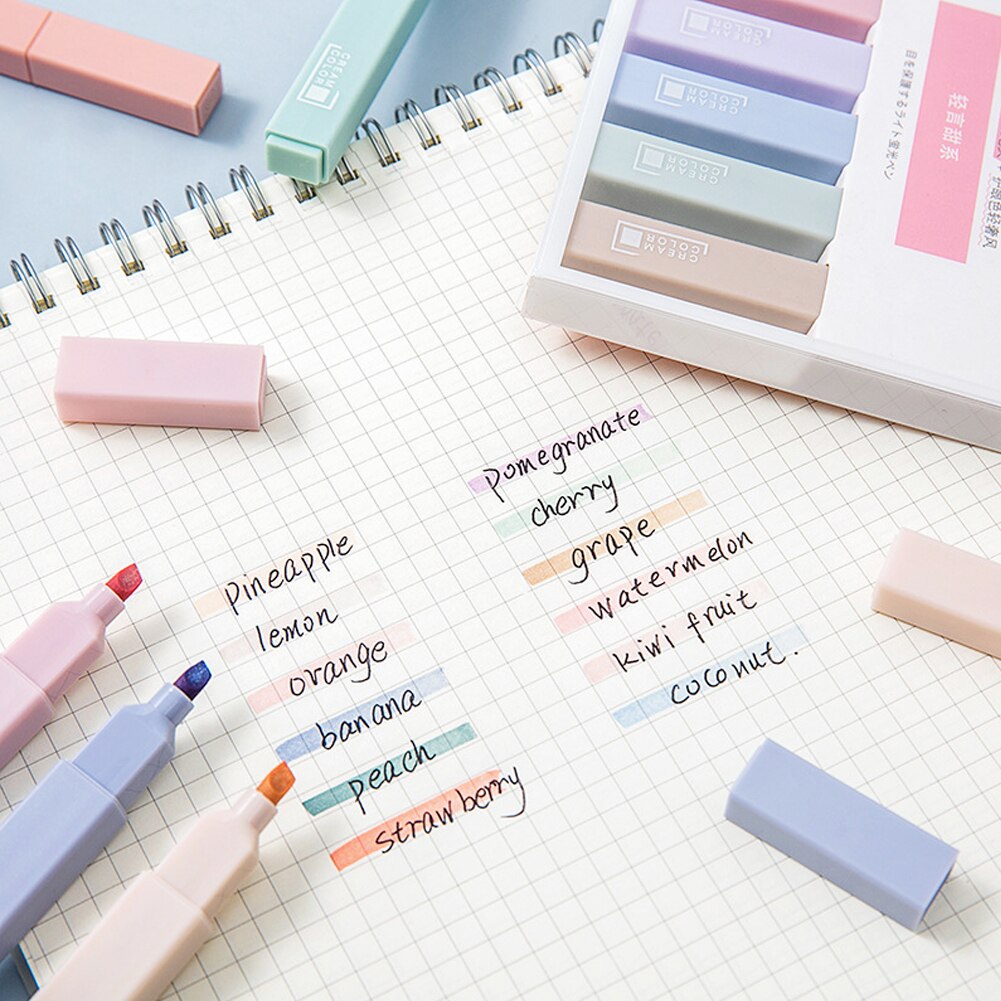Stylo marqueur Kawaii à pointe souple de couleur claire pièces/ensemble, stylo Fluorescent pour Album Photo et Journal, papeterie pour étudiant, DIY bricolage, 6